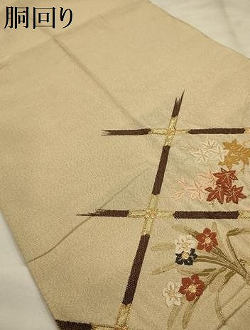 平和屋着物●綴れ　六通柄袋帯　唐織　花天井文　金糸　正絹　逸品　AABJ7405sx
