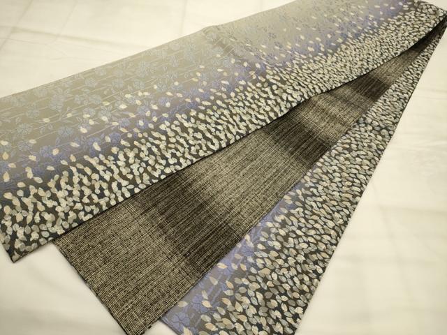 平和屋着物●両面全通柄袋帯　枝垂れ花文　正絹　逸品　未使用　AABJ7406sx