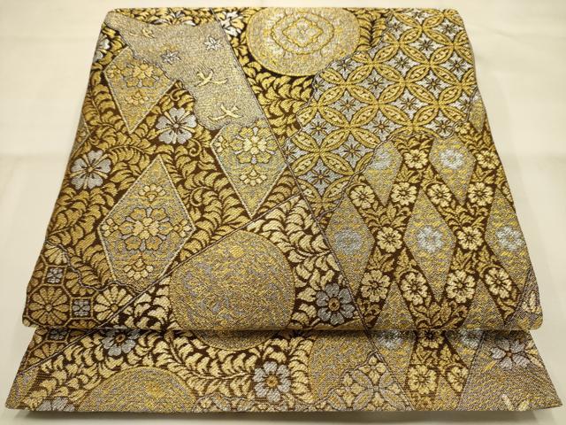 平和屋着物●六通柄袋帯　花鳥文　金銀糸　正絹　逸品　AABJ7409sx