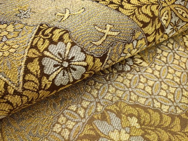 平和屋着物●六通柄袋帯　花鳥文　金銀糸　正絹　逸品　AABJ7409sx