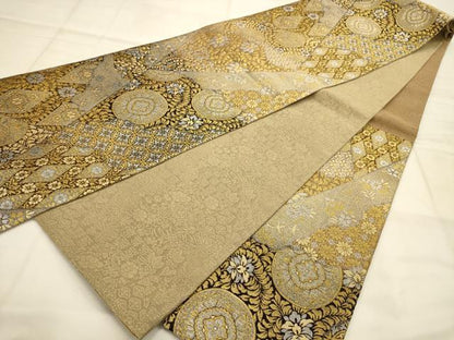 平和屋着物●六通柄袋帯　花鳥文　金銀糸　正絹　逸品　AABJ7409sx
