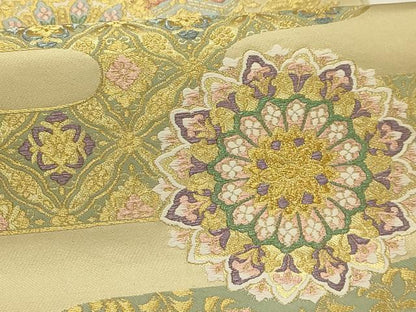 平和屋着物●六通柄袋帯　唐織　霞取正倉院花文　金糸　正絹　逸品　AABJ7410sx