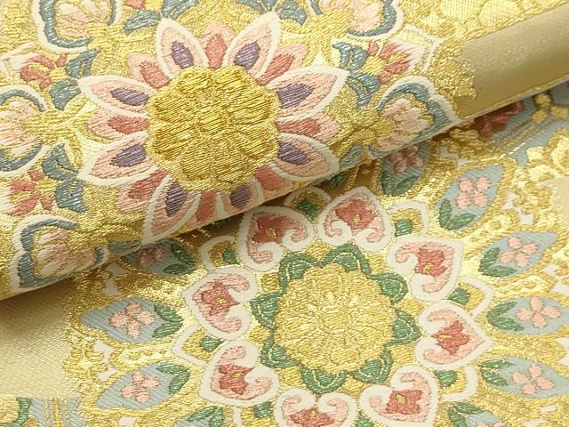 平和屋着物●六通柄袋帯　唐織　霞取正倉院花文　金糸　正絹　逸品　AABJ7410sx