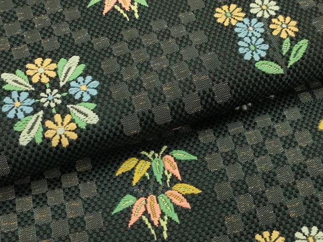 平和屋着物●西陣　川島織物　九寸名古屋帯　松竹梅市松花文　正絹　逸品　AABJ7411sx