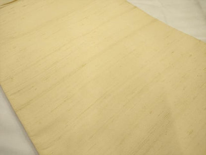 平和屋着物●両面全通柄袋帯　紬地　糸無地　砥粉色　人色　正絹　逸品　AABJ7419sx