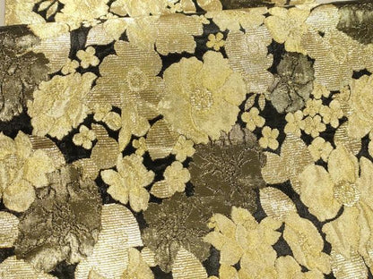 平和屋着物●六通柄袋帯　舞花文　黒地　金糸　正絹　逸品　AABJ7423sx