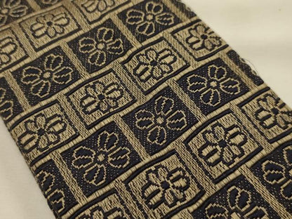 平和屋着物●男性　本場筑前博多織　角帯　色紙花文　正絹　逸品　AABJ7430sx