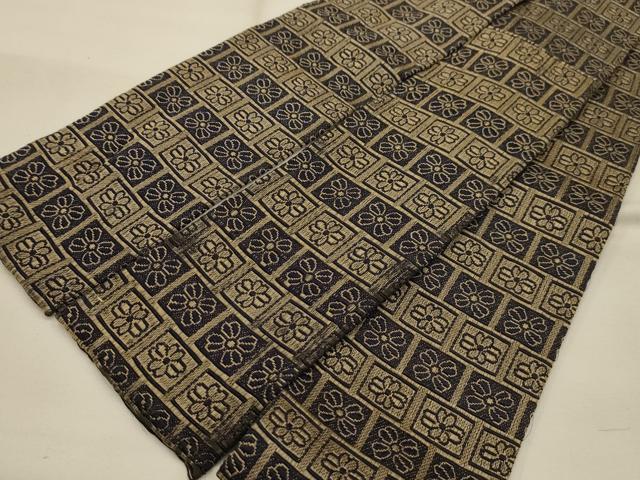 平和屋着物●男性　本場筑前博多織　角帯　色紙花文　正絹　逸品　AABJ7430sx