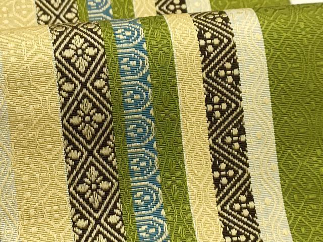 平和屋着物●本場筑前博多織　半幅帯　間道　正絹　逸品　AABJ7431sx