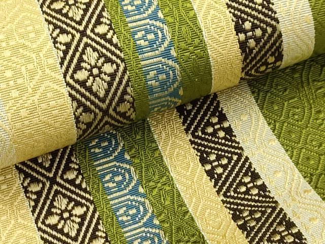 平和屋着物●本場筑前博多織　半幅帯　間道　正絹　逸品　AABJ7431sx