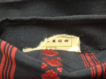 平和屋着物●本場筑前博多織　半幅帯　献上　黒地　正絹　逸品　AABJ7433sx