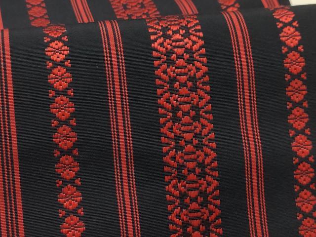 平和屋着物●本場筑前博多織　半幅帯　献上　黒地　正絹　逸品　AABJ7433sx