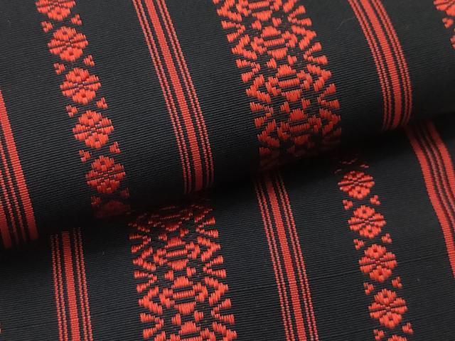 平和屋着物●本場筑前博多織　半幅帯　献上　黒地　正絹　逸品　AABJ7433sx