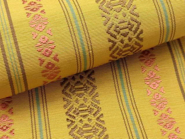 平和屋着物●本場筑前博多織　両面　半幅帯　献上　正絹　逸品　AABJ7434sx