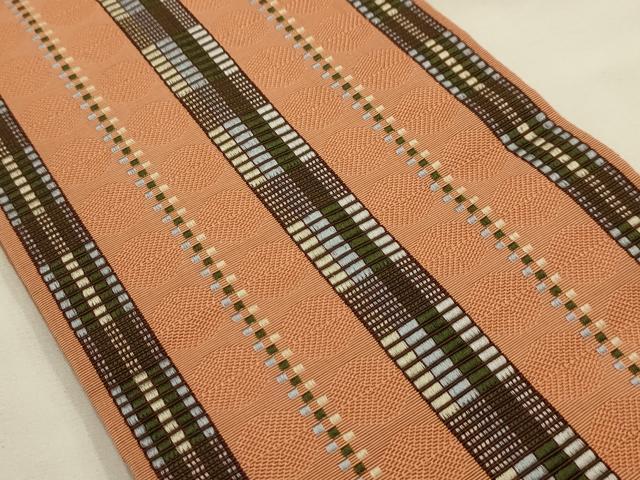 平和屋着物●本場筑前博多織　半幅帯　間道　証紙付き　正絹　逸品　AABJ7435sx