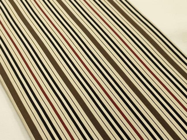 平和屋着物●本場筑前博多織　半幅帯　間道　証紙付き　正絹　逸品　AABJ7437sx
