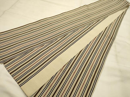 平和屋着物●本場筑前博多織　半幅帯　間道　証紙付き　正絹　逸品　AABJ7437sx
