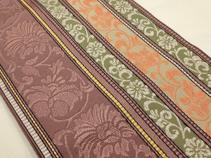平和屋着物●本場筑前博多織　半幅帯　花間道　正絹　逸品　AABJ7440sx