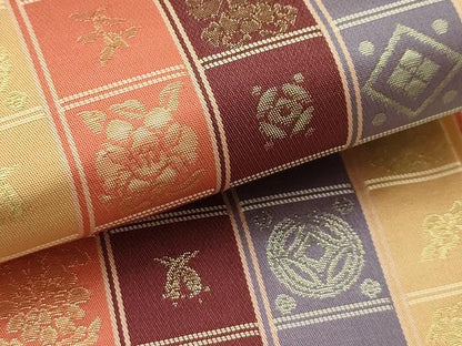 平和屋着物●本場筑前博多織　半幅帯　花宝尽くし　証紙付き　正絹　逸品　AABJ7441sx