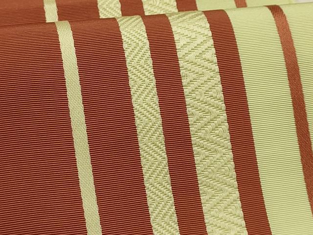 平和屋着物●本場筑前博多織　半幅帯　間道　一重帯　正絹　逸品　AABJ7443sx