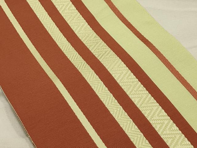 平和屋着物●本場筑前博多織　半幅帯　間道　一重帯　正絹　逸品　AABJ7443sx