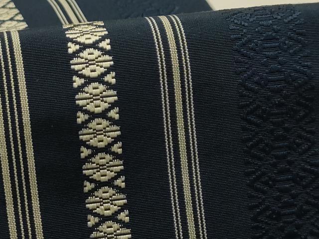 平和屋着物●男性　本場筑前博多織　両面　角帯　献上　正絹　逸品　AABJ7457sx