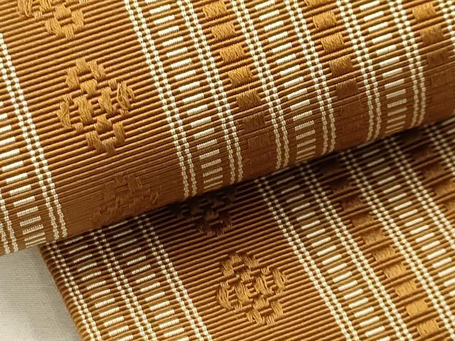平和屋着物●男性　本場筑前博多織　角帯　間道　正絹　逸品　AABJ7459sx