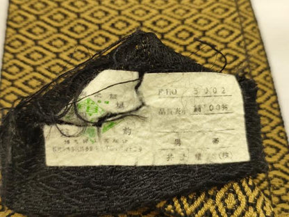 平和屋着物●男性　本場筑前博多織　角帯　菱文　証紙付き　正絹　逸品　AABJ7463sx