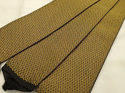 平和屋着物●男性　本場筑前博多織　角帯　菱文　証紙付き　正絹　逸品　AABJ7463sx