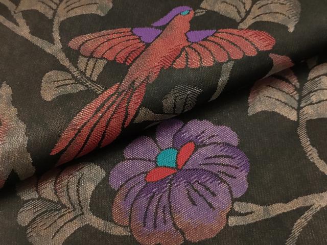 平和屋着物●六通柄袋帯　花鳥文　引箔　正絹　逸品　AABJ7471sx