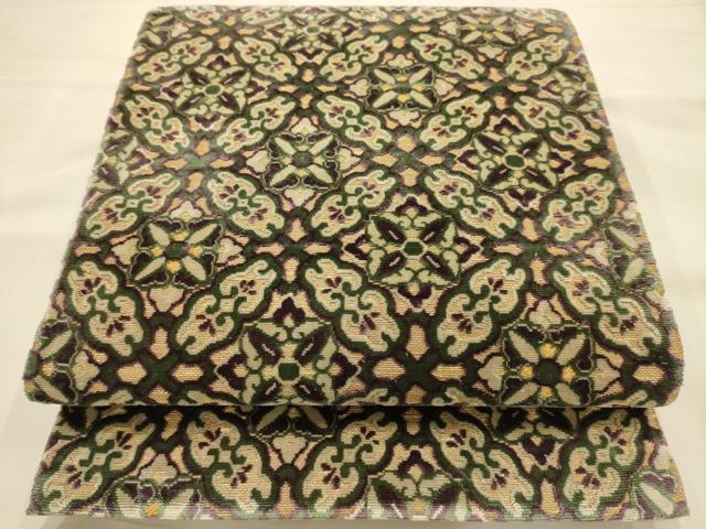 平和屋着物●六通柄袋帯　モール　花菱文　金糸　やまと誂製　正絹　逸品　AABJ7474sx