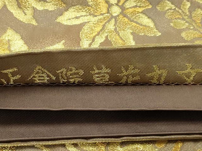 平和屋着物●六通柄袋帯　正倉院草花丸文　金糸　正絹　逸品　AABJ7476sx