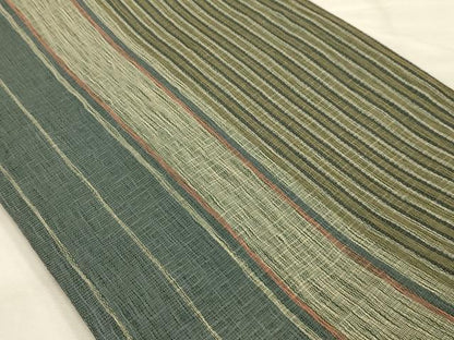 平和屋着物▽両面全通柄袋帯　スリーシーズン　春夏秋　組織　菱文　間道　正絹　逸品　未使用　AABJ7483sx