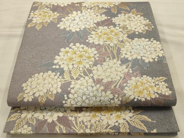 平和屋着物●本加賀友禅作家　松島由美監修　六通柄袋帯　唐織　草花文　金糸　さが美扱い　正絹　逸品　AABJ7487sx