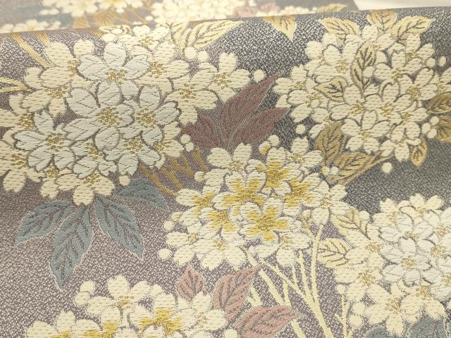 平和屋着物●本加賀友禅作家　松島由美監修　六通柄袋帯　唐織　草花文　金糸　さが美扱い　正絹　逸品　AABJ7487sx