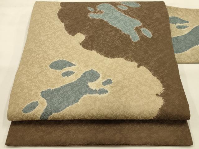 平和屋着物●九寸名古屋帯 絞り 跳び兎 正絹 逸品 AABJ7498sx