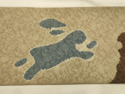 平和屋着物●九寸名古屋帯 絞り 跳び兎 正絹 逸品 AABJ7498sx