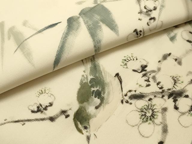 平和屋着物●九寸名古屋帯 作家物 手描き 花鳥文 正絹 逸品 AABJ7500sx