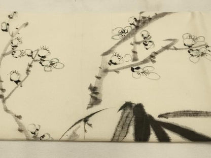 平和屋着物●九寸名古屋帯 作家物 手描き 花鳥文 正絹 逸品 AABJ7500sx