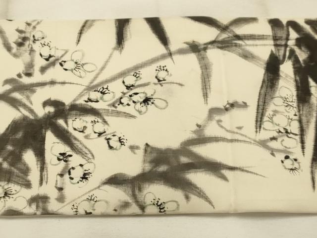 平和屋着物●九寸名古屋帯 作家物 手描き 花鳥文 正絹 逸品 AABJ7500sx