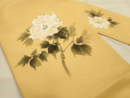 平和屋着物●塩瀬 九寸名古屋帯 作家物 手描き 枝花文 金彩 正絹 逸品 AABJ7504sx