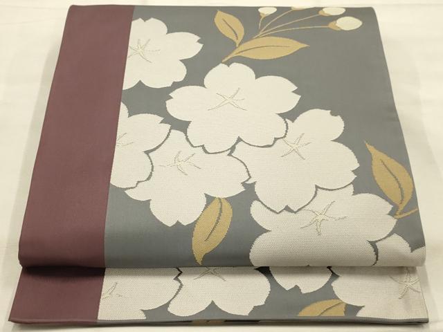 平和屋着物●世界的人形師　辻村寿三郎　ジュサブロー　六通柄袋帯　舞桜文　正絹　逸品　AABJ7507sx