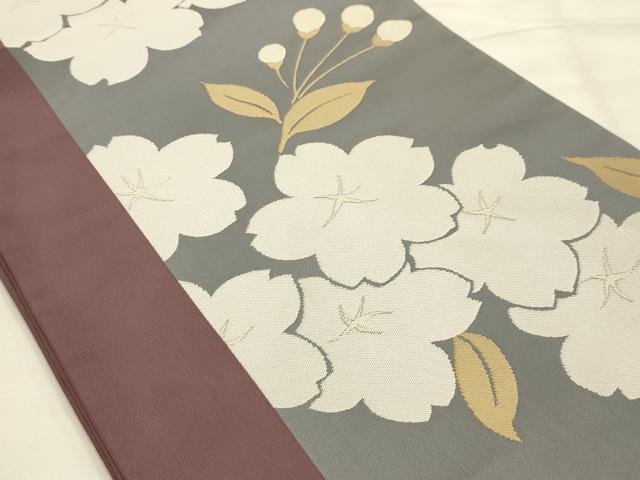 平和屋着物●世界的人形師　辻村寿三郎　ジュサブロー　六通柄袋帯　舞桜文　正絹　逸品　AABJ7507sx