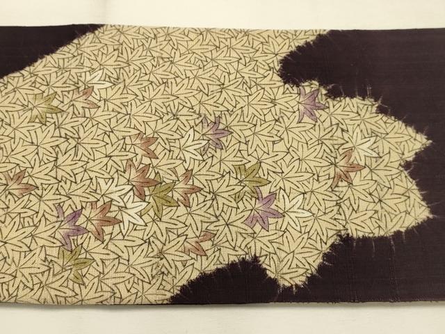平和屋着物●九寸名古屋帯 絞り 楓 生紬 正絹 逸品 AABJ7511sx