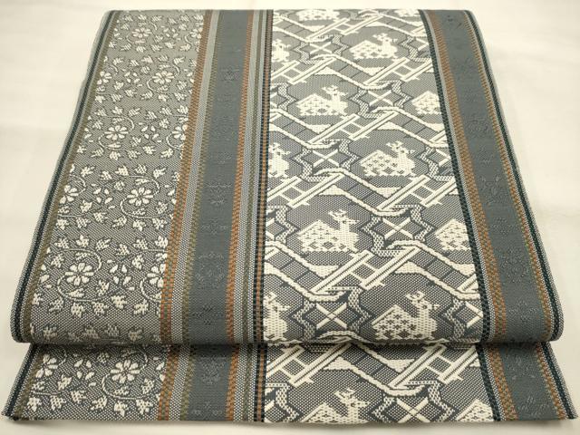 平和屋着物●本場筑前博多織　八寸名古屋帯　有栖川文様　正絹　逸品　未使用　AABJ7514sx