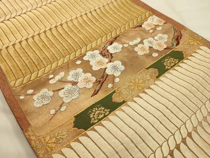 平和屋着物●西陣河村織物謹製・手織り　六通柄袋帯　唐織　武将鎧文　金銀糸　正絹　逸品　AABJ7516sx