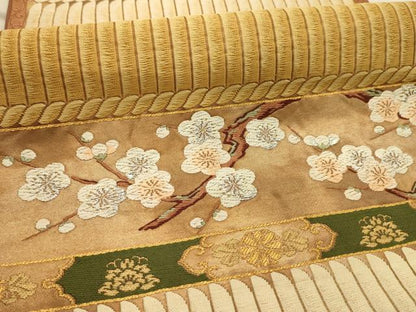 平和屋着物●西陣河村織物謹製・手織り　六通柄袋帯　唐織　武将鎧文　金銀糸　正絹　逸品　AABJ7516sx
