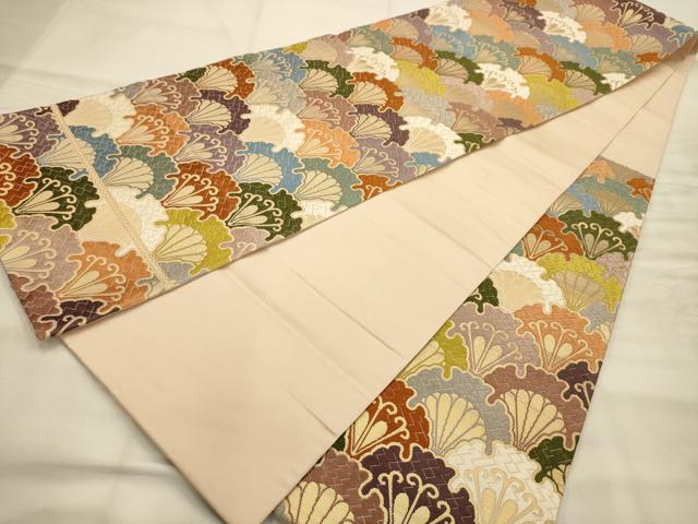 平和屋着物●六通柄袋帯　唐織　青海波　金糸　正絹　逸品　AABJ7517sx