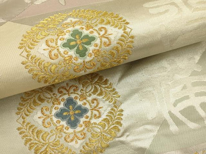 平和屋着物●六通柄袋帯　唐織　鱗取吉祥文　金糸　正絹　逸品　AABJ7518sx
