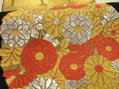 平和屋着物●西陣の名門　本家加納　六通柄袋帯　唐織　花丸文　黒地　金銀糸　正絹　逸品　AABJ7521sx